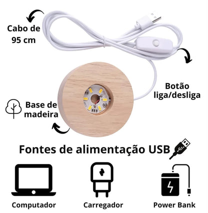 3D Crystal World Globe LED Lamp with Wooden Base – USB Powered Decorative Night Light